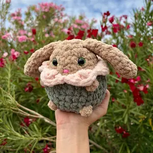 Crochet chunky flower bunny