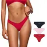 INLYRIC Women's Inbarely Soft V-shaped Low Rise Thongs 3 Pack Breathable Fabric
