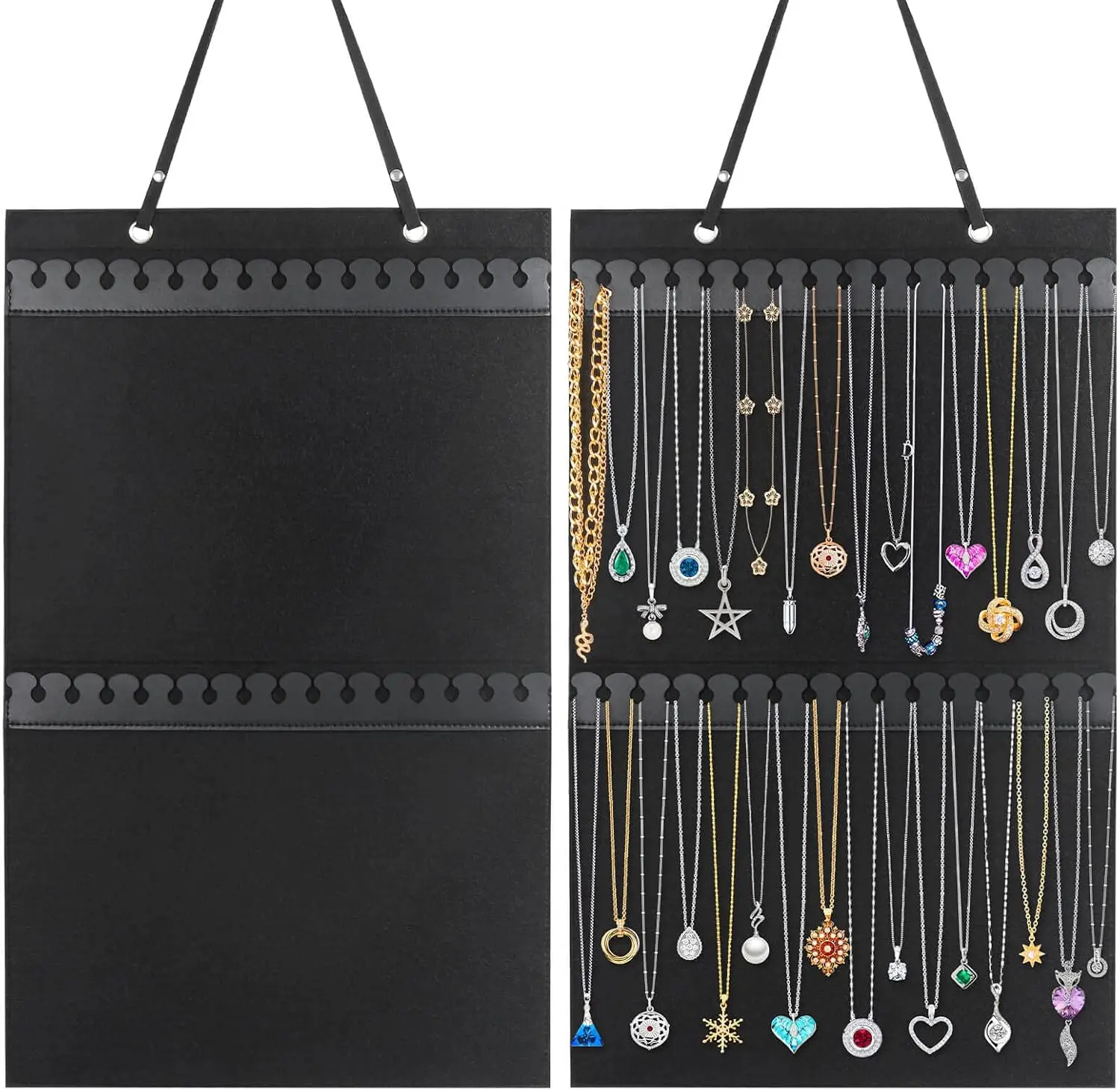 Classic Metal Butterfly Hanging Jewelry Organizer - Double-Sided Multifunctional Space-Saver for Necklaces, Bracelets, Anklets, Wardrobe/Wall Storage Bins, Eco-Friendly Home Decor