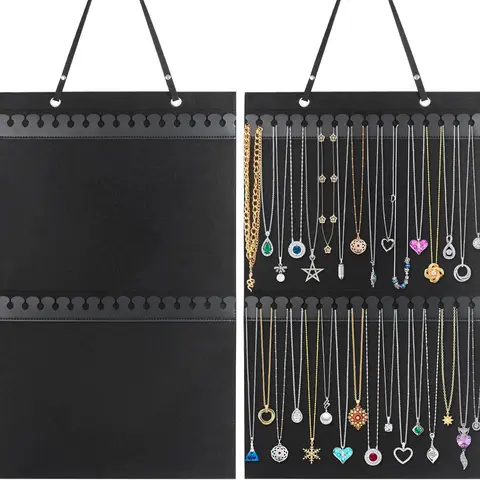 Large Size Eco Metal Frame Classic Butterfly Hanging Jewelry Organizer - Space Saver Organizer, Double-Sided Multifunctional, Secure Metal Hook, Door/Closet/Wall Mount, Dustproof, Wardrobe Compatible for Necklaces, Bracelets, Anklets, Home Decor