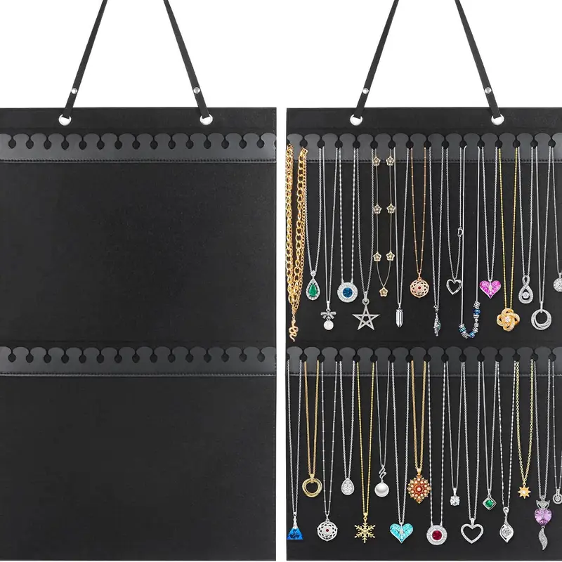 Large Size Eco Metal Frame Classic Butterfly Hanging Jewelry Organizer - Space Saver Organizer, Double-Sided Multifunctional, Secure Metal Hook, Door/Closet/Wall Mount, Dustproof, Wardrobe Compatible for Necklaces, Bracelets, Anklets, Home Decor