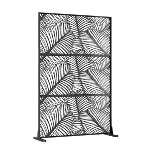 Garvee Metal Privacy Screen with Decorative Outdoor Divider Panels, 74 Inches High by 47 Inches Wide, Non-Embedded Patio Partition for Deck