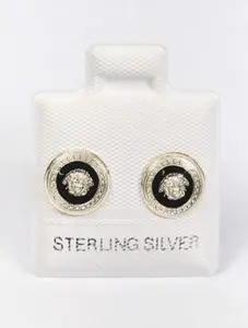 Medusa Round Stud Earrings (8.5mm) - 925 Sterling Silver