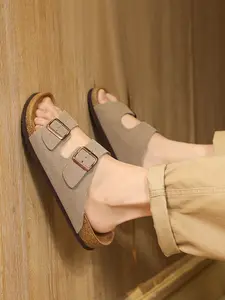 Gender-neutral Outerwear Spliced Trendy Shoes for Couples, High-quality and Comfortable Beach Slippers, Open Toed Slippers, Outdoor Men's and Women's Fashionable Birken Shoes