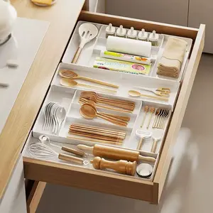 Expandable Drawer Organizer Multi-Functional Adjustable Storage Rack Kitchen Utensil Tray Spoon Fork Knife Holder
