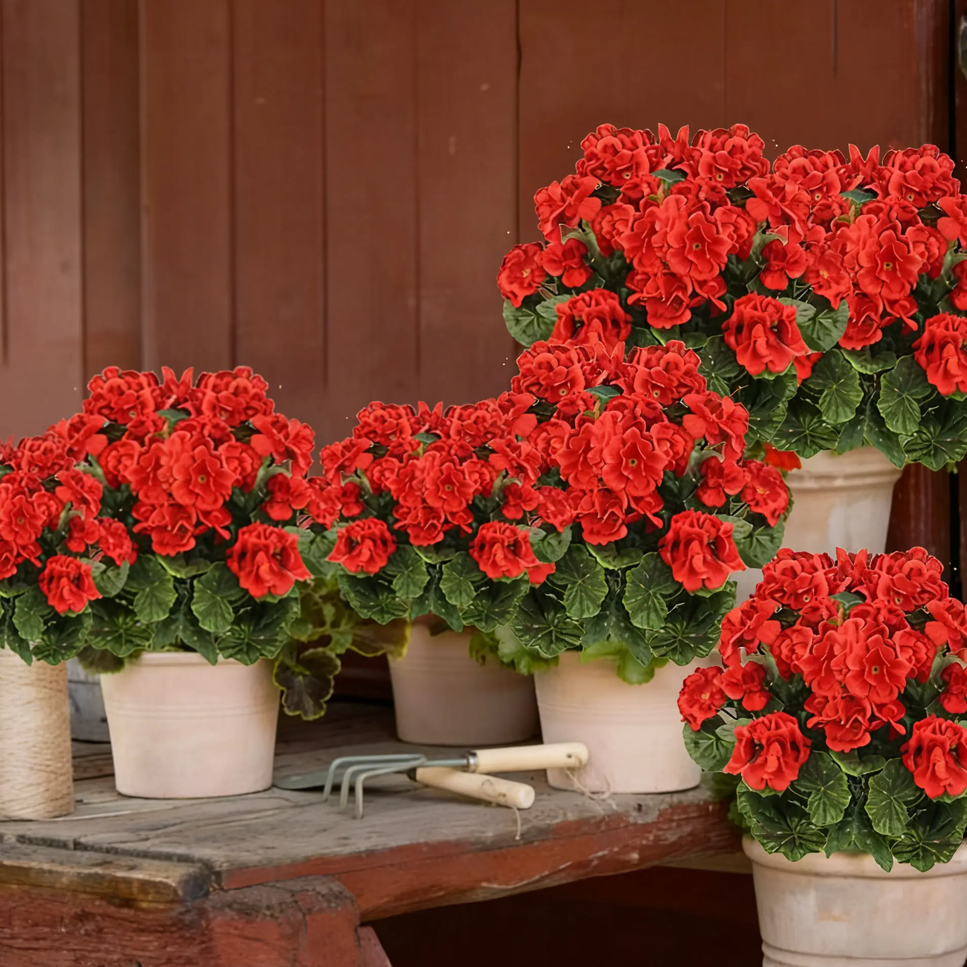 6 pcs / 8 pcs / 12 pcs of outdoor artificial geraniums, artificial plant UV resistant plastic flowers, used for indoor, outdoor, courtyard, hanging flower pots, porch, window home decoration