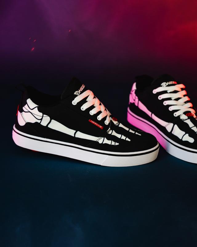 Heelys with a Skeleton Print in Kid and Adult sizes | The original shoes with wheels Roller Skate Sneakers for Halloween Trainer Footwear Footwear Athletic Trainer