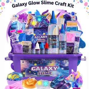 Galaxy Glow Slime Craft Kit – Mini Galaxy DIY Slime Kit for Kids, Glow in The Dark Stickers, Glitter & Butter Slime Making Set, Stress Relief Toys, Party Favors Ages 6-12- Easter Gift