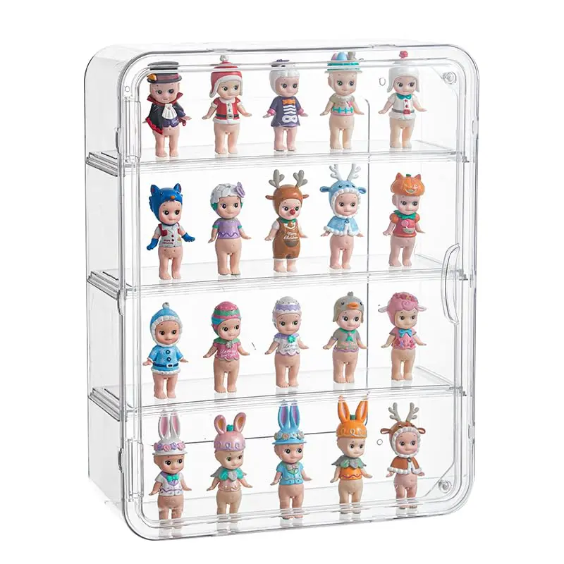 BOHOIDEE 4 Tiers Clear Display Case for Figures, Acrylic Storage Organizers Box with Magnetic Door, Wall-Mounted Dustproof Showcase for Collectibles Action Figure
