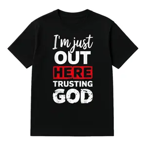 Cotton I'm Just Out Here Trusting God Christian Religious T-Shirt Golf Gift T-Shirt For Men and Women