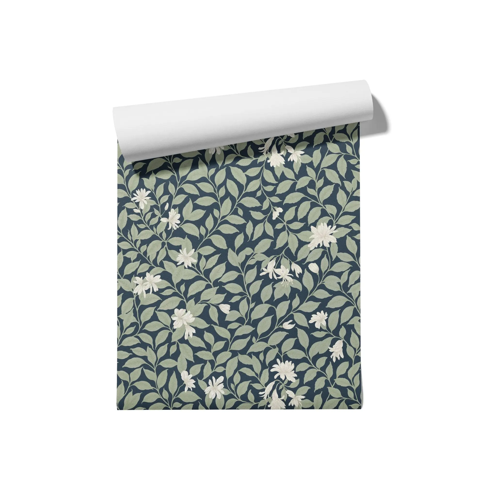 Poppy Honeysuckle Floral Peel and Stick Wallpaper, Small Navy Self-Adhesive Renter-Friendly Accent Wall Decor, 30 ft(h)x19 in(w) for Bedroom, Entryway