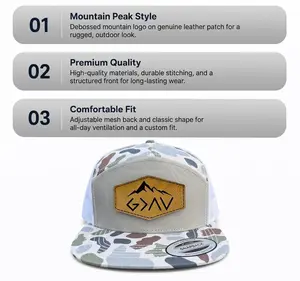 Camo cap with "God is greater than all the ups and downs" logo New 2026 - Hats logo, laser-engraved leather patch.