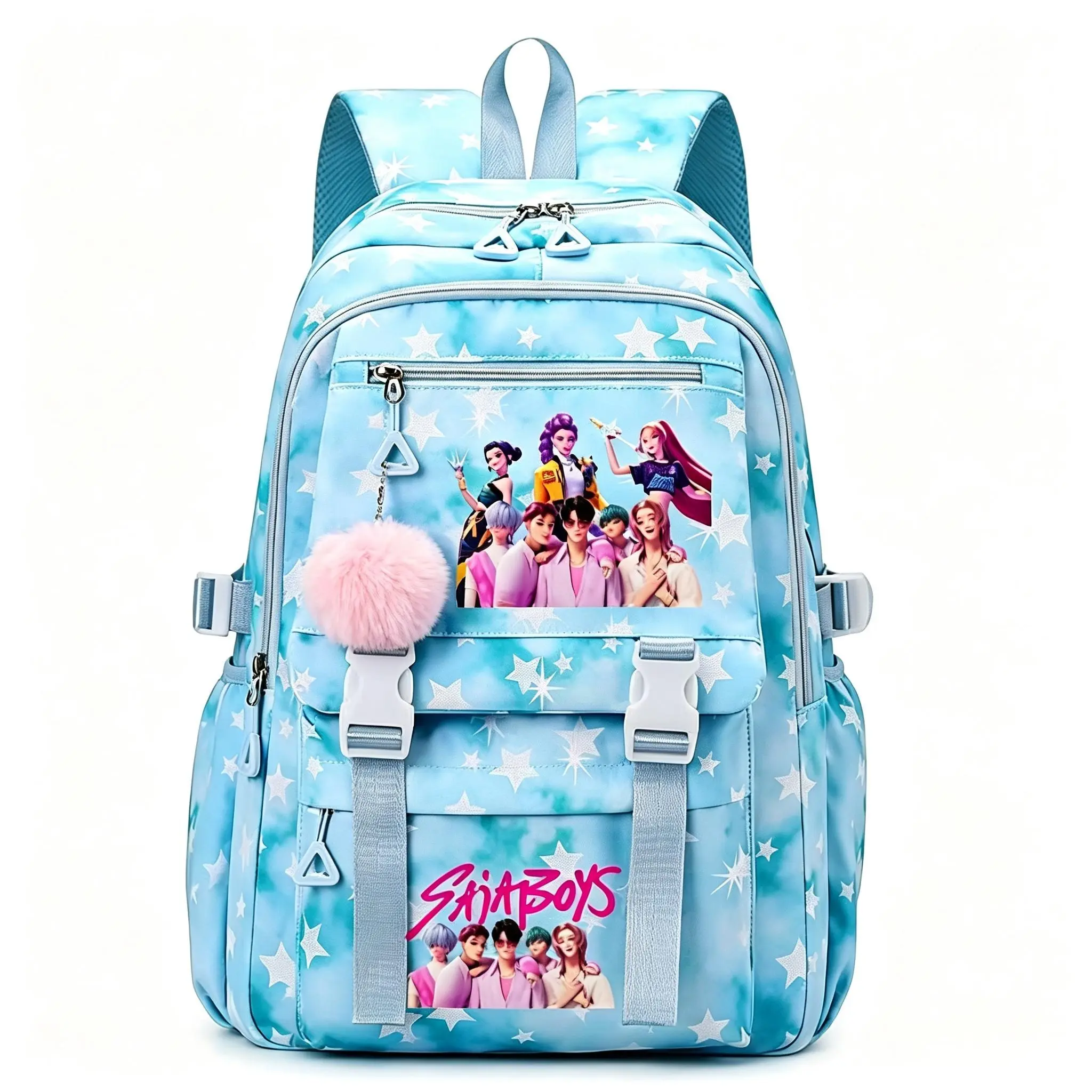 K-Pop Girl-Themed 3-Piece Colorful Set - Gym Backpack, Lunch Bag, PencilCase, Fashionable Versatile CasualSports & Outdoor Shoulder Accessory Bag