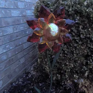 Illuminarie Gem Flower Stake - Amber/Red