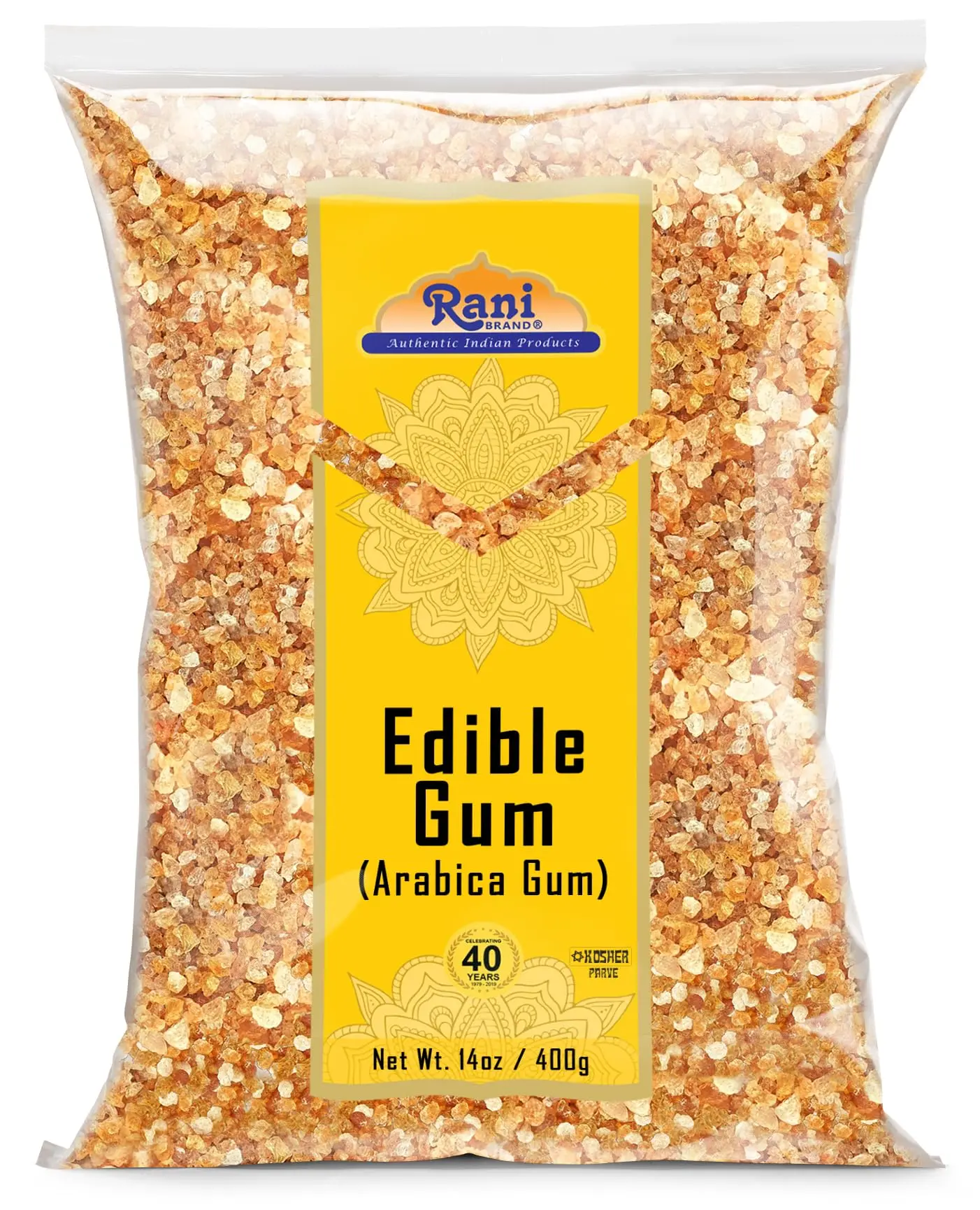 Rani Edible Gum Whole (Arabica Gum) 14oz (400g) Bulk ~ All Natural, Salt-Free | Vegan | No Colors | Gluten Friendly | NON-GMO | Kosher | Indian Origin