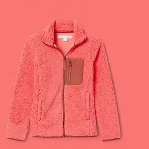 Amazon Essentials Women's Sherpa Full-Zip Jacket with Woven Trim - Long-Sleeve Mock Neck - Womenswear, Coats casual jacket