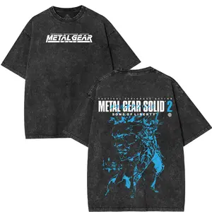 Metal Gear Solid 2 Game Vintage Oversized Washed Tee Unisex Heavyweight Cotton T-shirt, Menswear Top Tshirt Streetwear, Men gift graphic