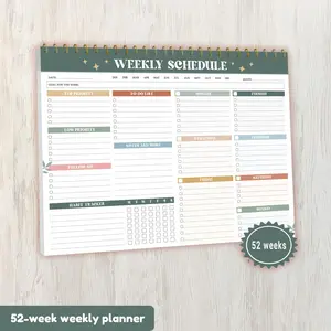 Weekly To Do List Notepad (8.5x11") – 52 Undated Weekly Planner Spiral Bound - Large Weekly Planner Desk Pad for Work, School & Home, Simple Productivity Organizer (Modern Boho)