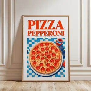 Pizza Print, Italian Food Poster, Food Wall Art, Kitchen Wall Decor, Food Illustration, Unframe