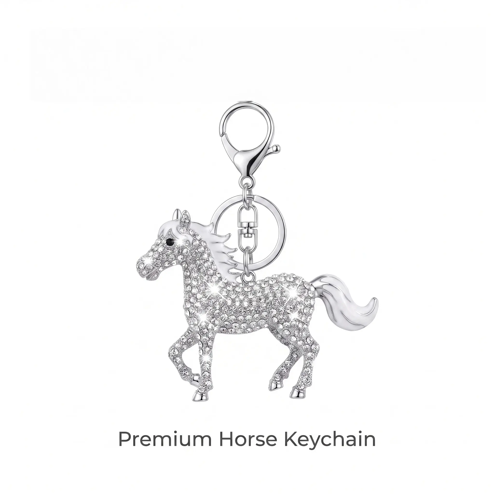 Women's Premium Horse Charm Keychain - 8cm x 6cm Sparkling Rhinestone Alloy Pendant, 17g Durable Metal Keyring with Chain, Elegant Design for Handbag/Car, Luxury Gift for Birthdays/Valentine's Day, Keychains For Women