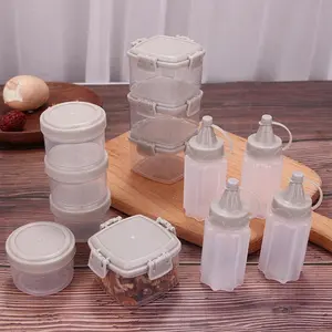 4pcs Mini Jam Squeeze Bottle Jar Sauce Seasoning Box with Lid Portable PP Kitchen Easy Clean Spices Storage Container