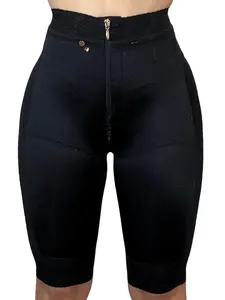 Faja Capri Comfort High-Waisted Black Tummy Control Shapewear with Zipper Closure for Women