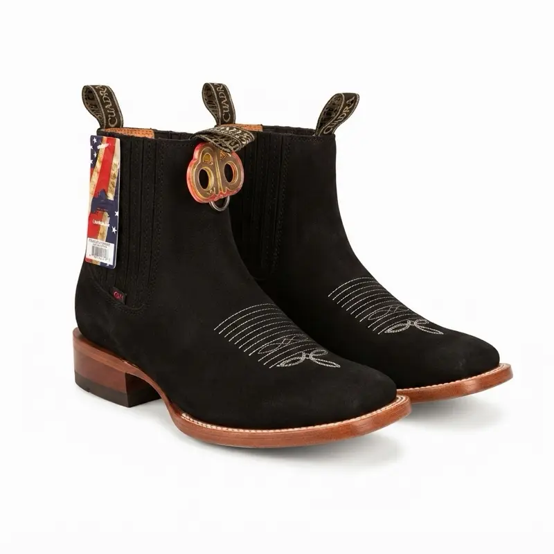 Men's Nobuck Black Ankle Boots, Stylish Men's Footwear for Casual Wear