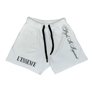 L'ESSENCE Customized White Shorts With Black Thick Drawstrings. Fabric Fashion Menswear Oversized Man Cotton Tela Activewear Tropical Athletic Sport Sportswear Sport