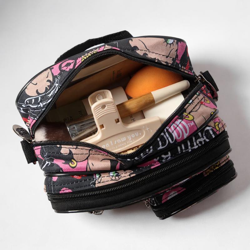 Betty Boop Crossbody Bag - Hot Pink Typography Design - Lightweight Polyester - Adjustable Strap - Large Capacity with Multi Pockets - Perfect for Travel & Everyday Use