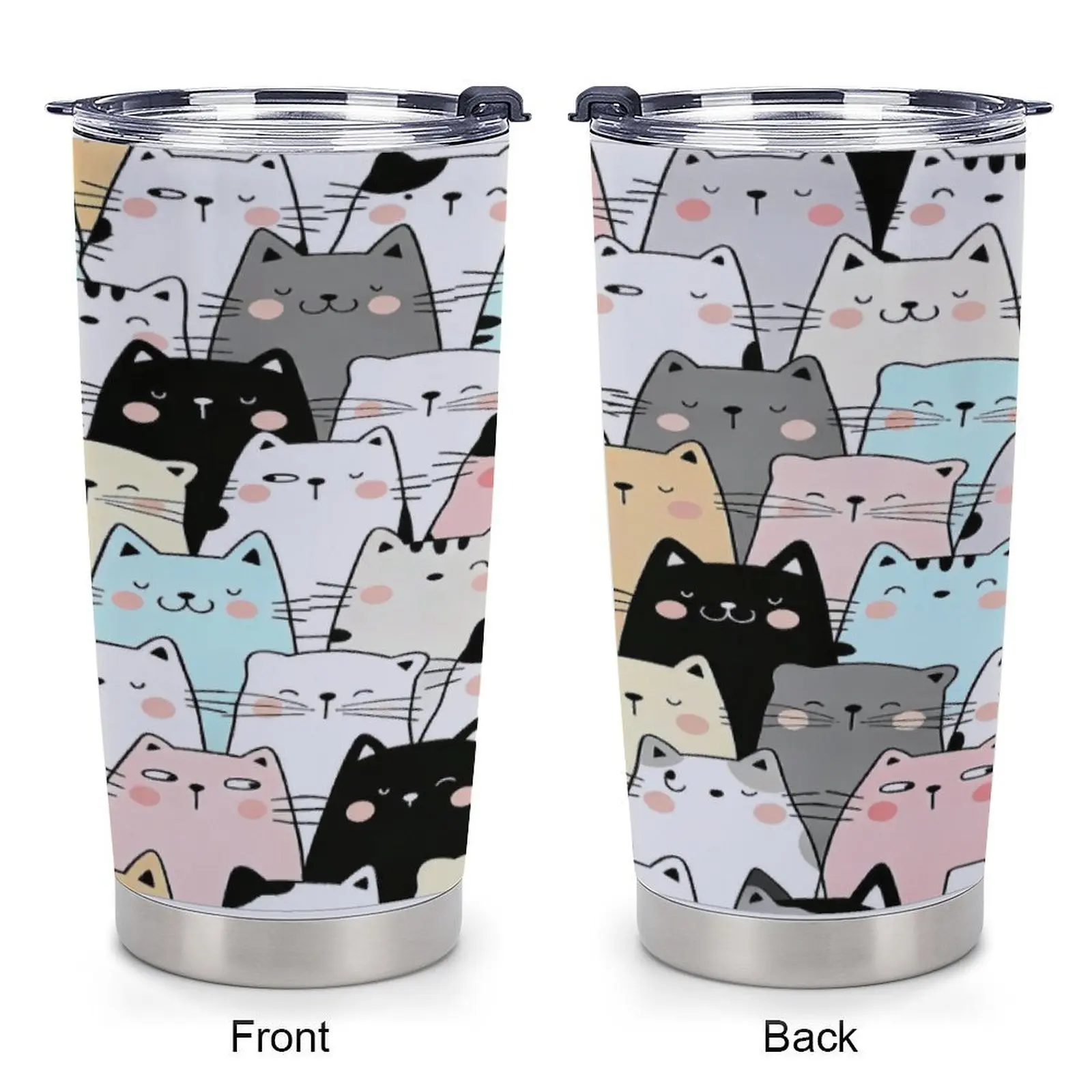 Insulated 20oz Stainless Steel Tumbler Featuring Adorable Cat Design Perfect for Gifting and Everyday Use Ideal for Home and Kitchen