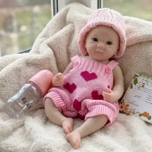 13-inch solid silicone painted reborn doll with an openable mouth, washable lifelike doll toy, perfect gift for children