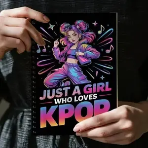 K-POP Themed Spiral Notebook, Y2K Trendy Style, K-Pop Fan Journal & Concert Log Book, Perfect for K-Pop Stans & Girl Group Lovers