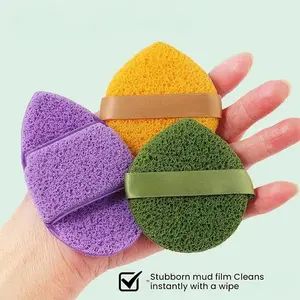 Three-Color Absorbent Face Puffs, Reusable Makeup Remover Sponges, Fluffy Sponge for Cleaning Heavy Makeup, Suitable for All Skin Types, Cleansing, Makeup Remover Tool