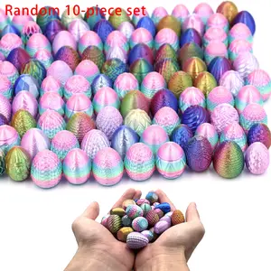Random Color 3D Printed Egg, 10pcs/set Miniature Set Colorful Mini Egg Decoration, Desktop Ornament for Home Office, Party Decoration Supplies