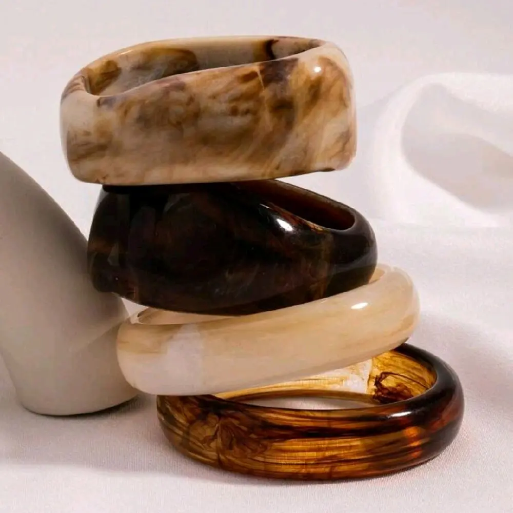 Bracelets & Bangles - Stylish Stackable Bangle Set in Brown & Cream Colors for Everyday Wear