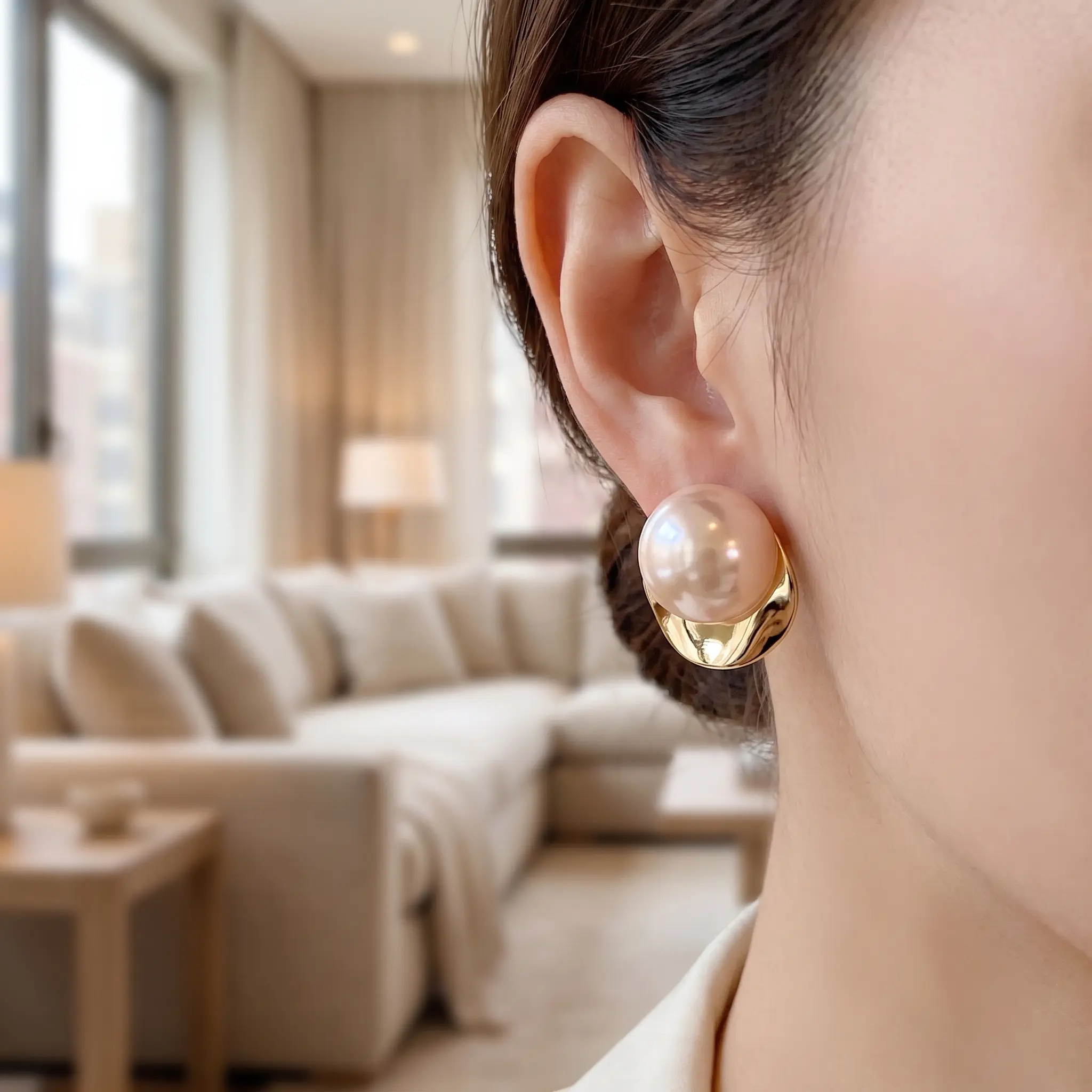 1pair Old Money Pearl Earrings for Women Gold Elegant Stud Earrings Minimalist Classic Pearl Drop Style Fashion Accessories Quiet Luxury Look Daily Wear Gift