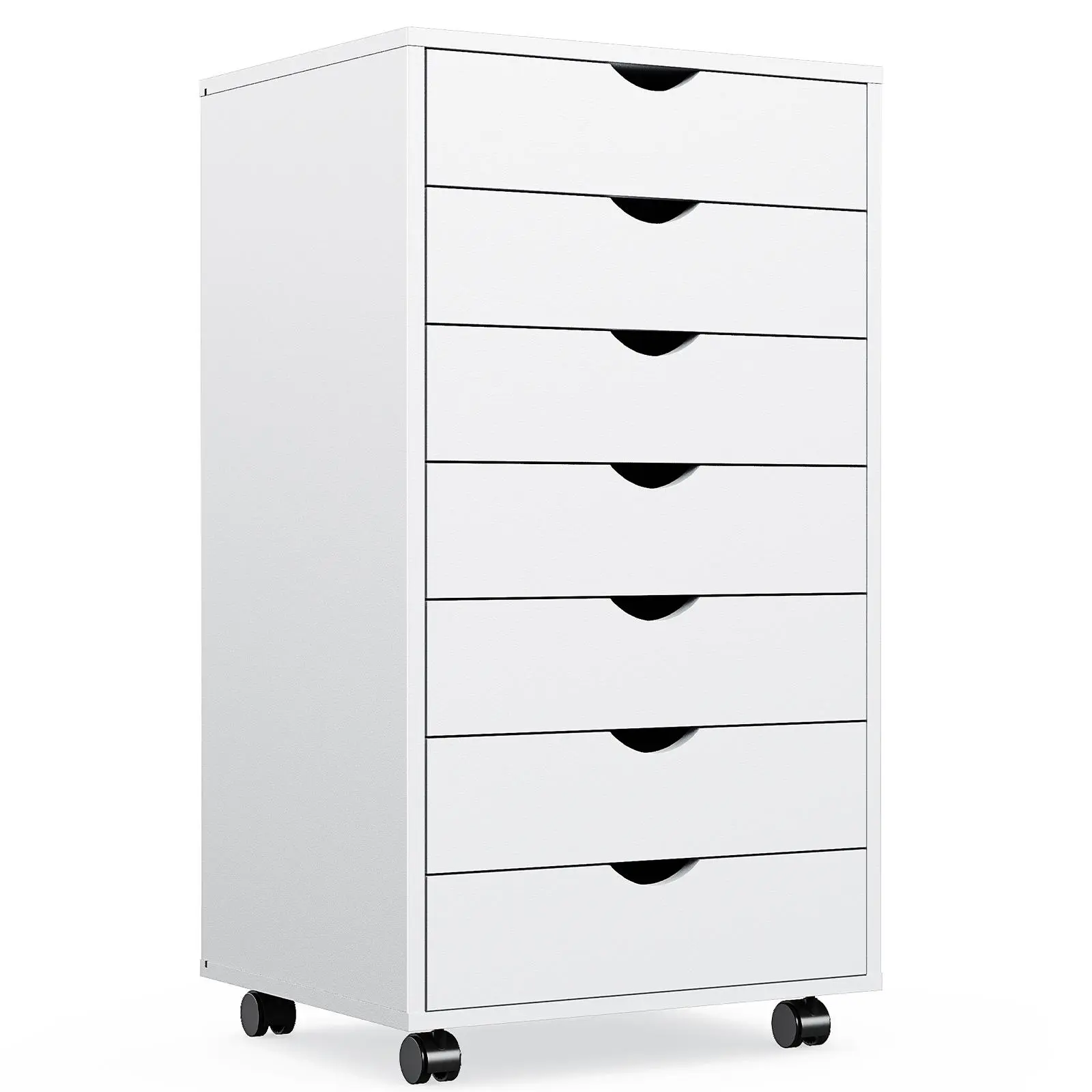 7-Drawer Sliding Drawers Durable Metal & Modern MDF Wood Rolling Filing Cabinet - 18.74in W x 15.75in D x 25.39in H Mobile Storage Dresser with Wheels, Under-Desk Vertical Organizer, Small Desk Printer Unit, Assembly Required Home Office Cabinet