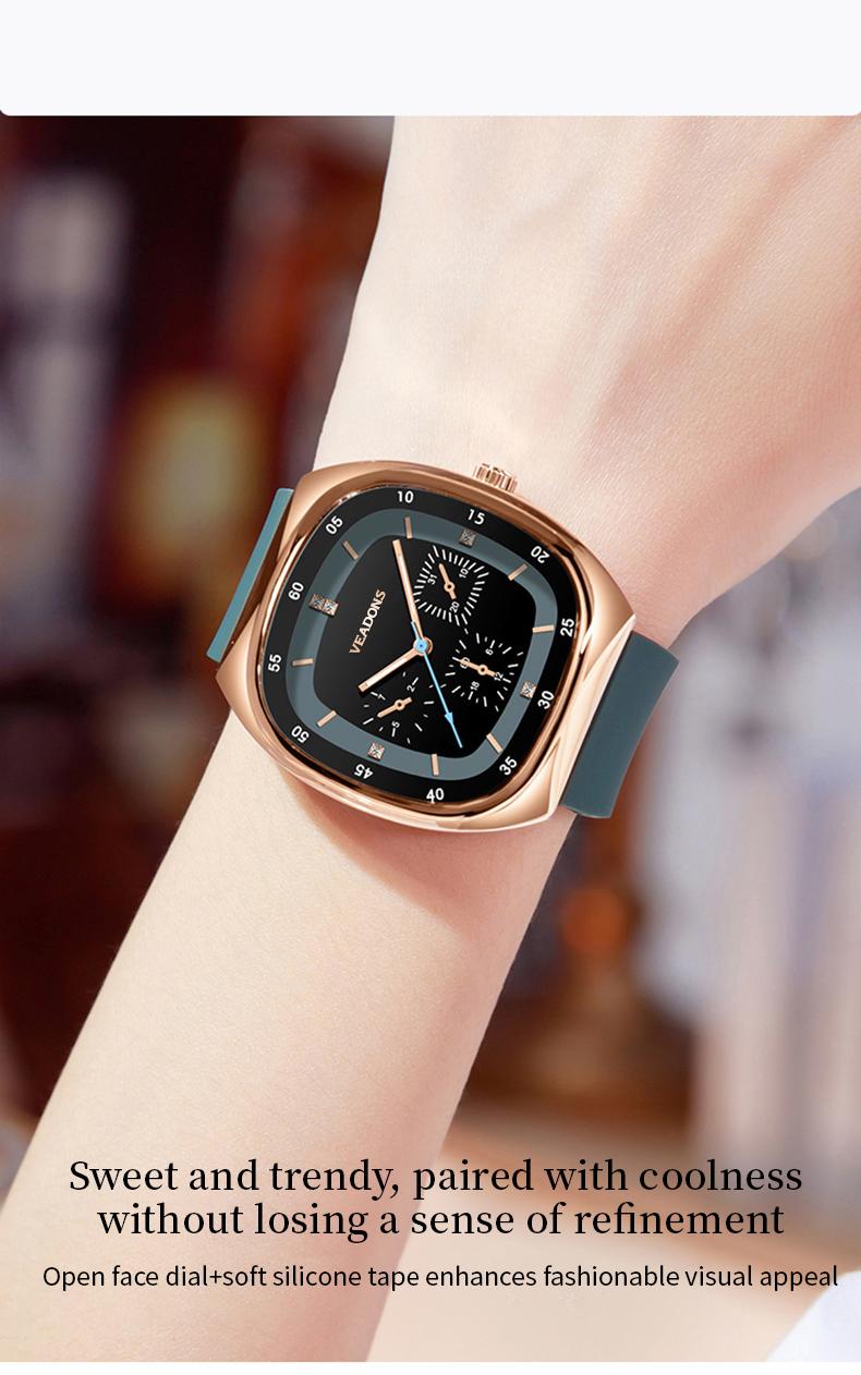 Fashion Watches Casual Stylish  Open Dial Watch  Silicone Strap, Waterproof & Luminous, Perfect for All Occasions Also ideal as a Mother's Day gift for your wife and mom.
