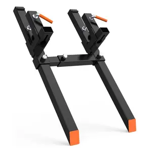 [TOP RATED - FLASH SALE] Garvee 43" 2000lbs Fork lift attachments, Clamp on Pallet Forks, Heavy Duty Quick Attach Bucket Fork for Tractor Bucket Loader Skid Steer with Adjustable Stabilizer Bar (13"-23")