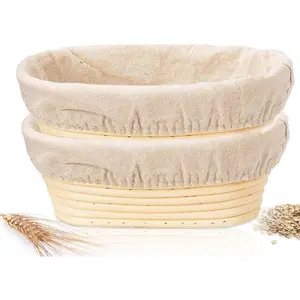 2 Pack 10 Inch Oval Sourdough Proofing Basket Bread Baking Supplies for Making Baking Fermentation Food Storage Tools