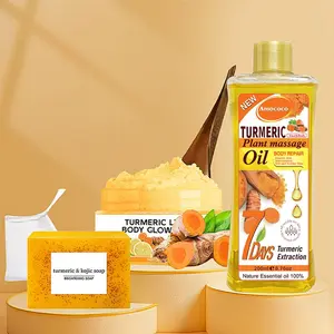 Turmeric 3-piece set - turmeric butter, turmeric soap, turmeric scrub, rich in ginger and body oil, deeply purifies and nourishes the skin