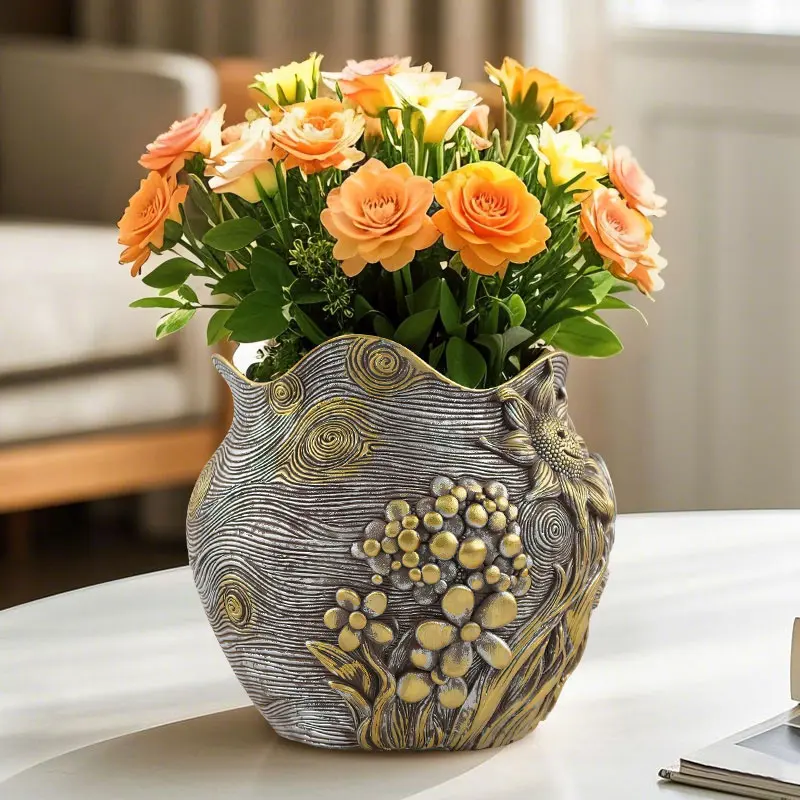 UWONDERFUL Resin Flower Pot - Lightweight, Eco-Friendly, Durable Handmade Petal-Shaped Garden Planter with Drainage Holes, Cute Succulent Planter Pots for Indoor Succulents/Snake Plants, Mother's Day Decor Accent Vase
