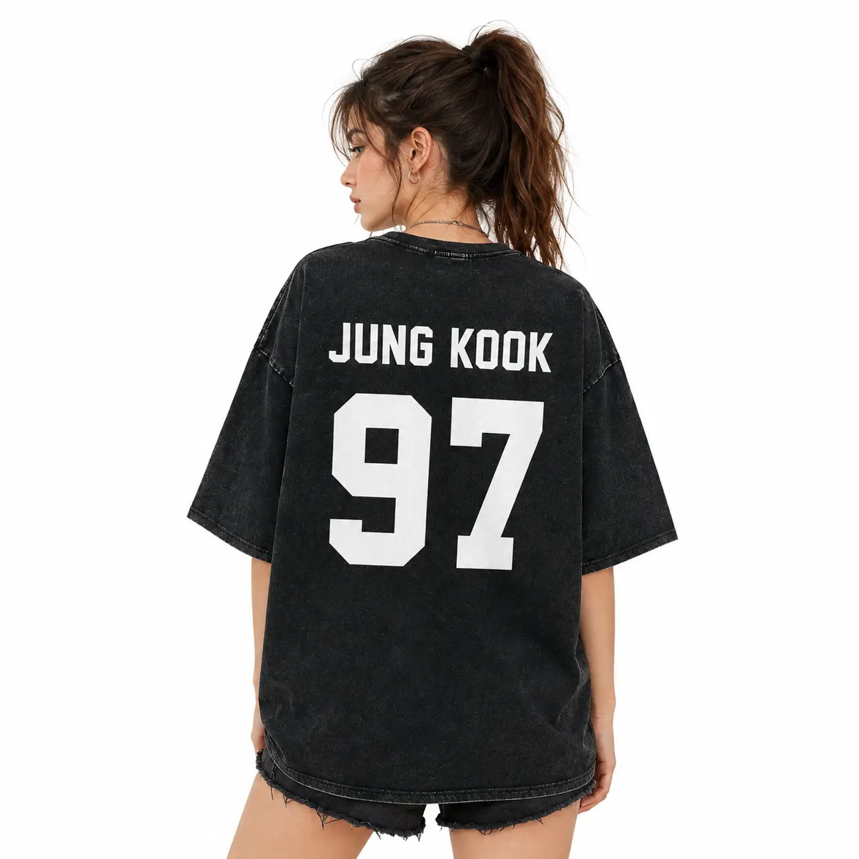 Women's Casual Unisex Crew Neck Washed Oversized Cotton T-Shirt - 2026 ARIRANG Return, Kpop BT21 Band Style, Back Custom Birth Year Back Number Graphic, Short Sleeve, Kpop Concert Outfits