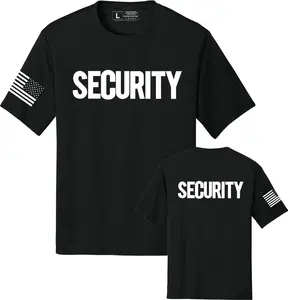 Men's Security T-Shirt with Full Front Back & Sleeve USA Flag Design Solid Colors 100% Cotton Fitted Short Sleeve Crew Neck Casual Street Style Summer Medium Length