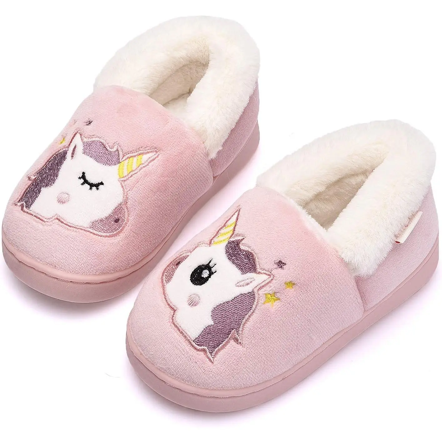 L-E019   Toddler Boys Girls Slippers Fluffy Little Kids House Slippers Warm Fur Cute Animal Home Slipper