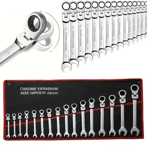 6mm-24mm Adjustable Wrench Set, Adjustable Socket Wrench, Multi-Purpose Metric Dual Head Spanner Kit, Car & DIY Home Repair Tool, Chromium Vanadium Steel