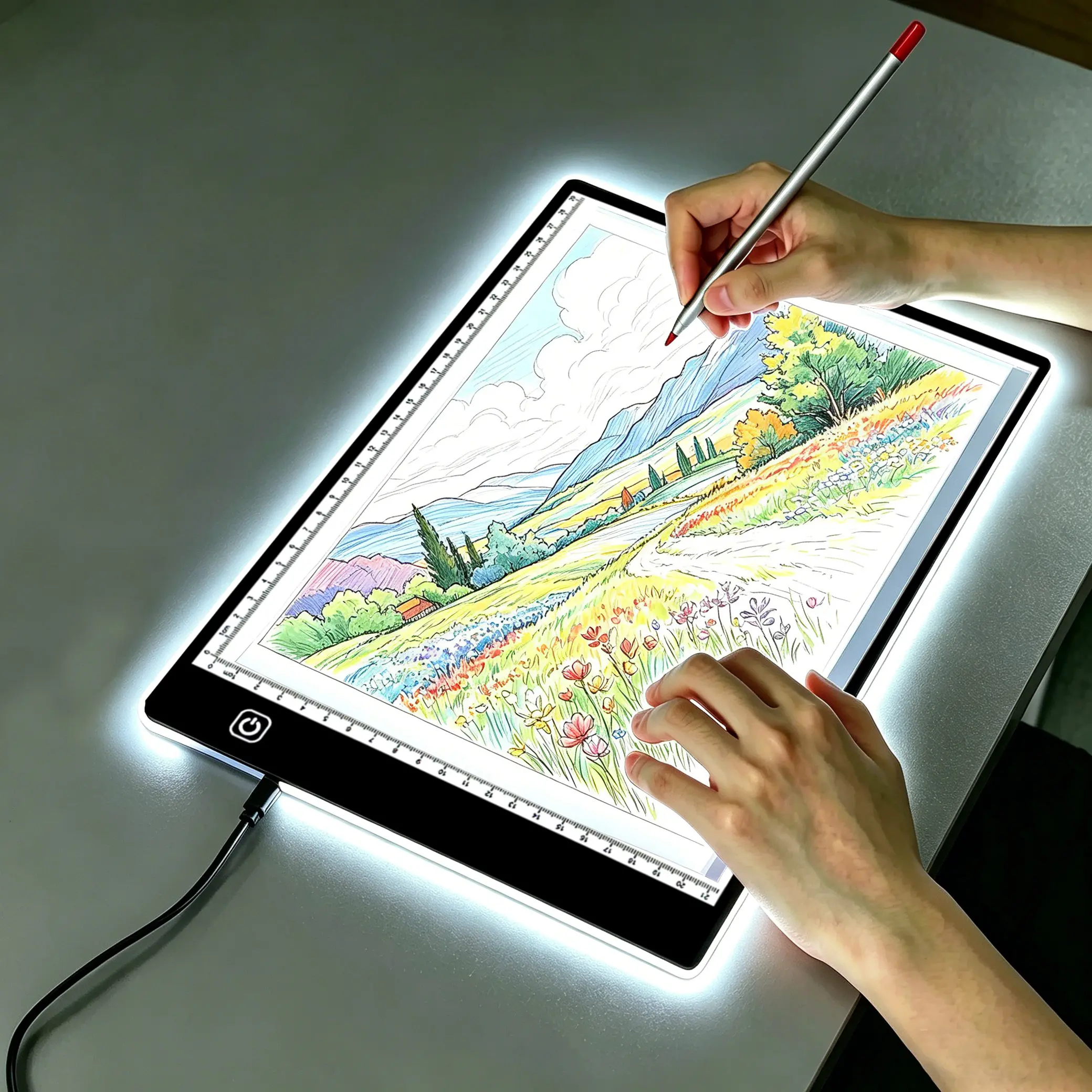 led drawing board diamond painting  A4(15.2×9.25 inch), LED light board for copying board, brightness adjustable USB-powered LED tracing light pad,copy board drawing, streaming, sketching, multifunctional writing and office/drawing table, college canvas