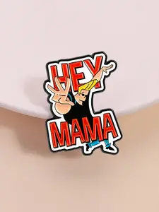 90s Anime Johnny Bravo Classic Badge, Hand Wave Charm, Golden Hedgehog Head Design, Retro Vintage Collectible for Childhood Fans