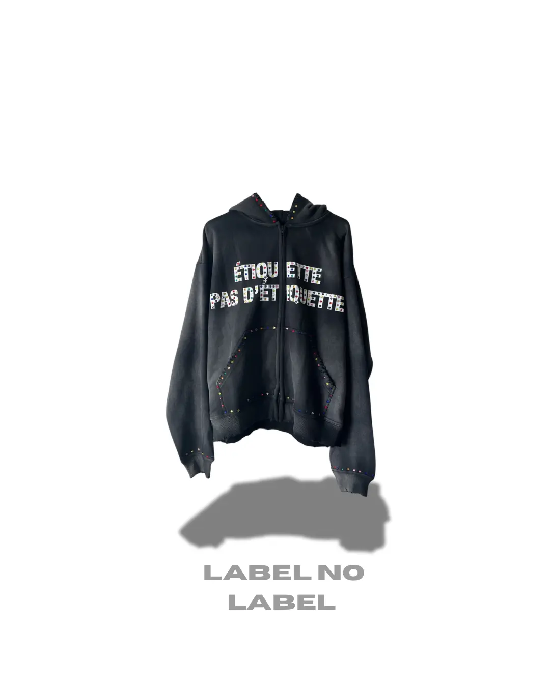 No Label French Zip Up Multicolored Stones Menswear Hoodie Print Sweatshirts