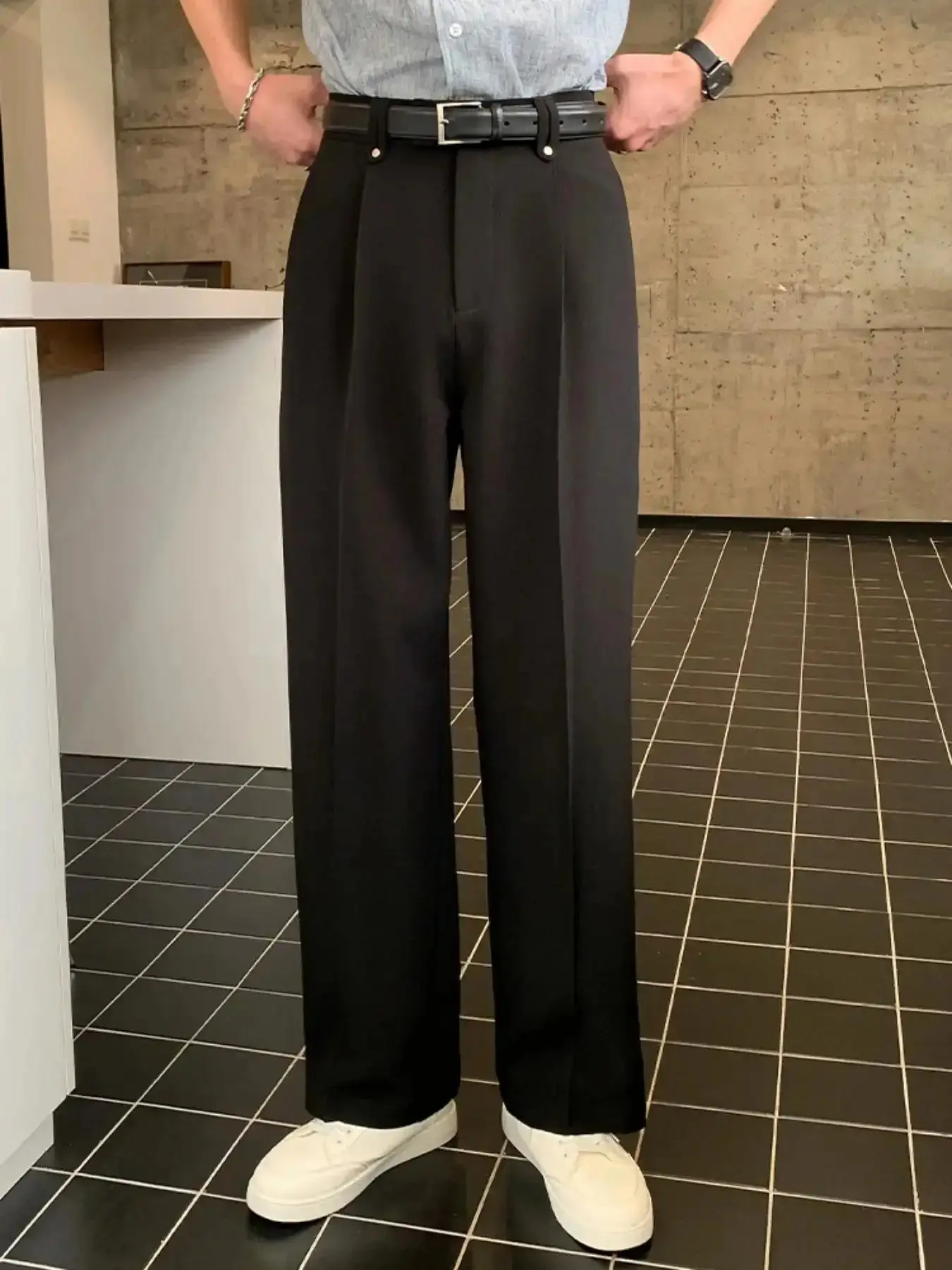 Men's Pleated Wide Leg Suit Pants, Heather Light High Waisted Trousers, Wrinkle Resistant Lightweight for Daily & Commuter Wear, essential piece, wardrobe staple, everyday wear, must have item, trendy style